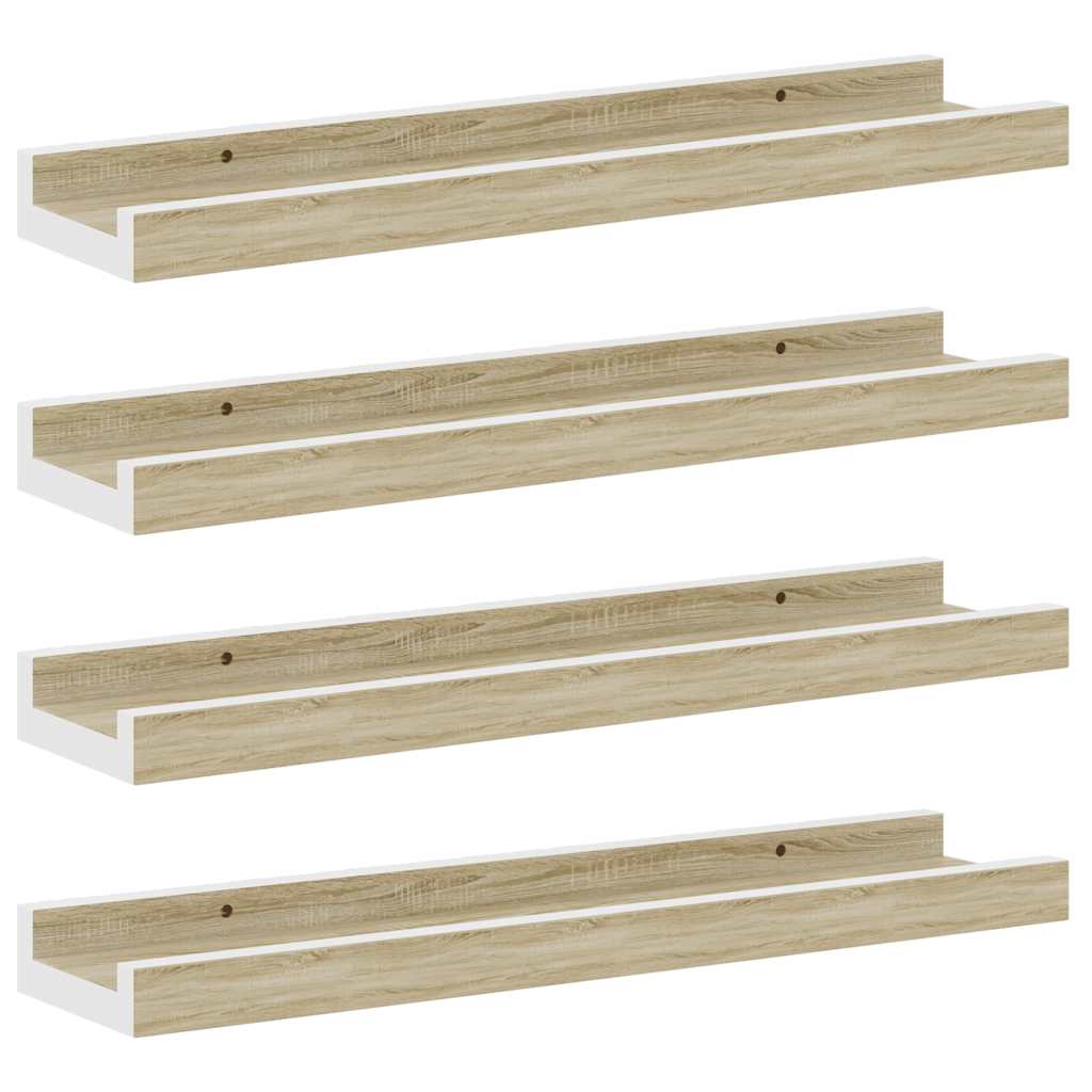Wall Shelves 4 pcs White and Sonoma Oak 40x9x3 cm