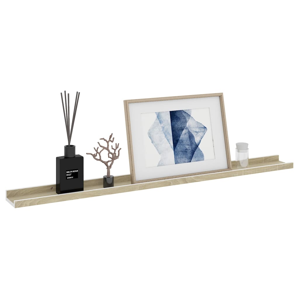 vidaXL Wall Shelves 4 pcs White and Sonoma Oak 100x9x3 cm