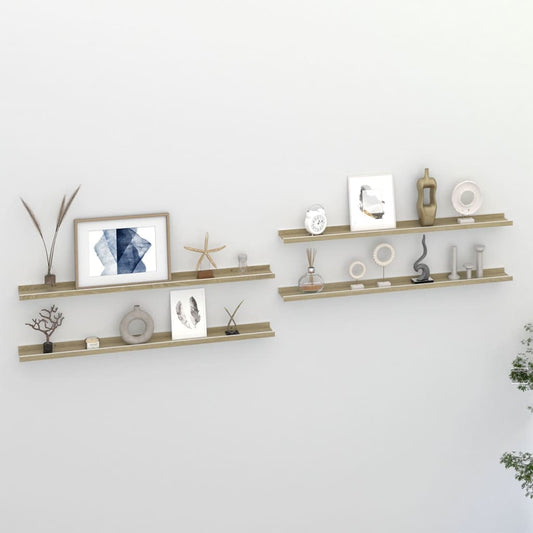 vidaXL Wall Shelves 4 pcs White and Sonoma Oak 100x9x3 cm