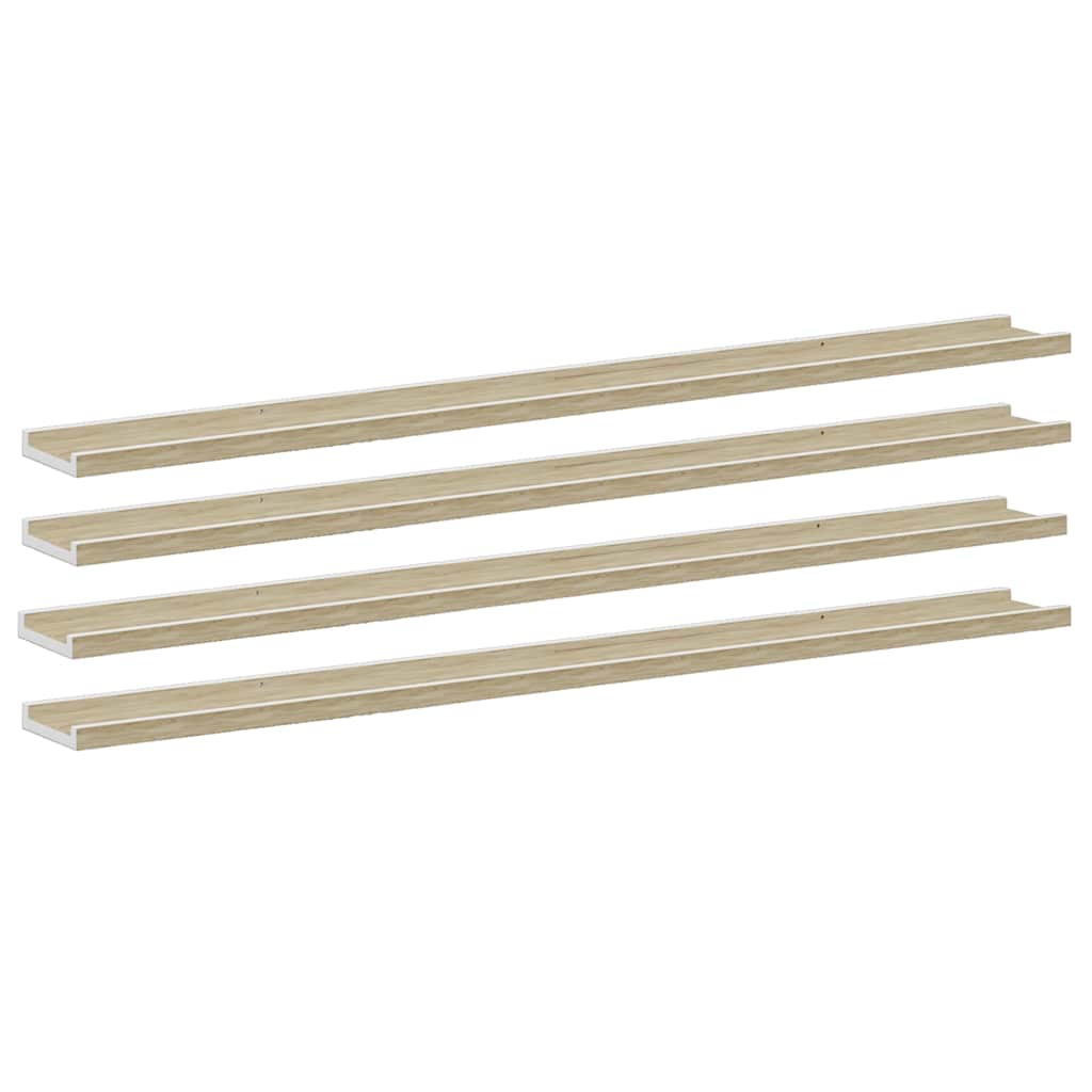 Wall Shelves 4 pcs White and Sonoma Oak 115x9x3 cm