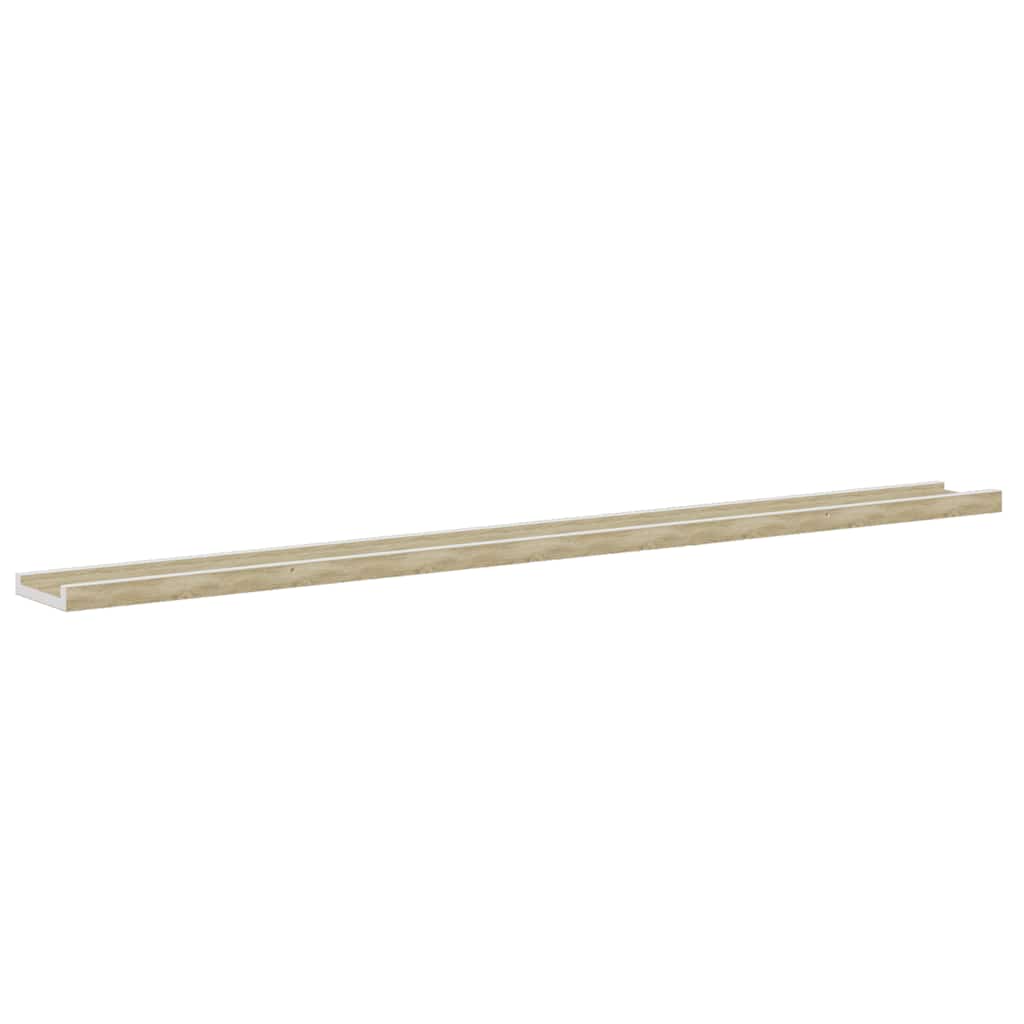 Wall Shelves 4 pcs White and Sonoma Oak 115x9x3 cm