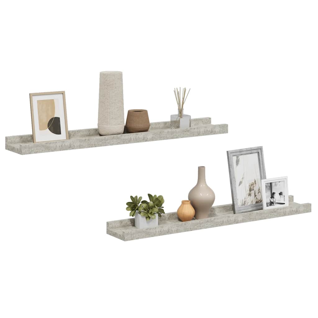 Wall Shelves 2 pcs Concrete Grey 60x9x3 cm