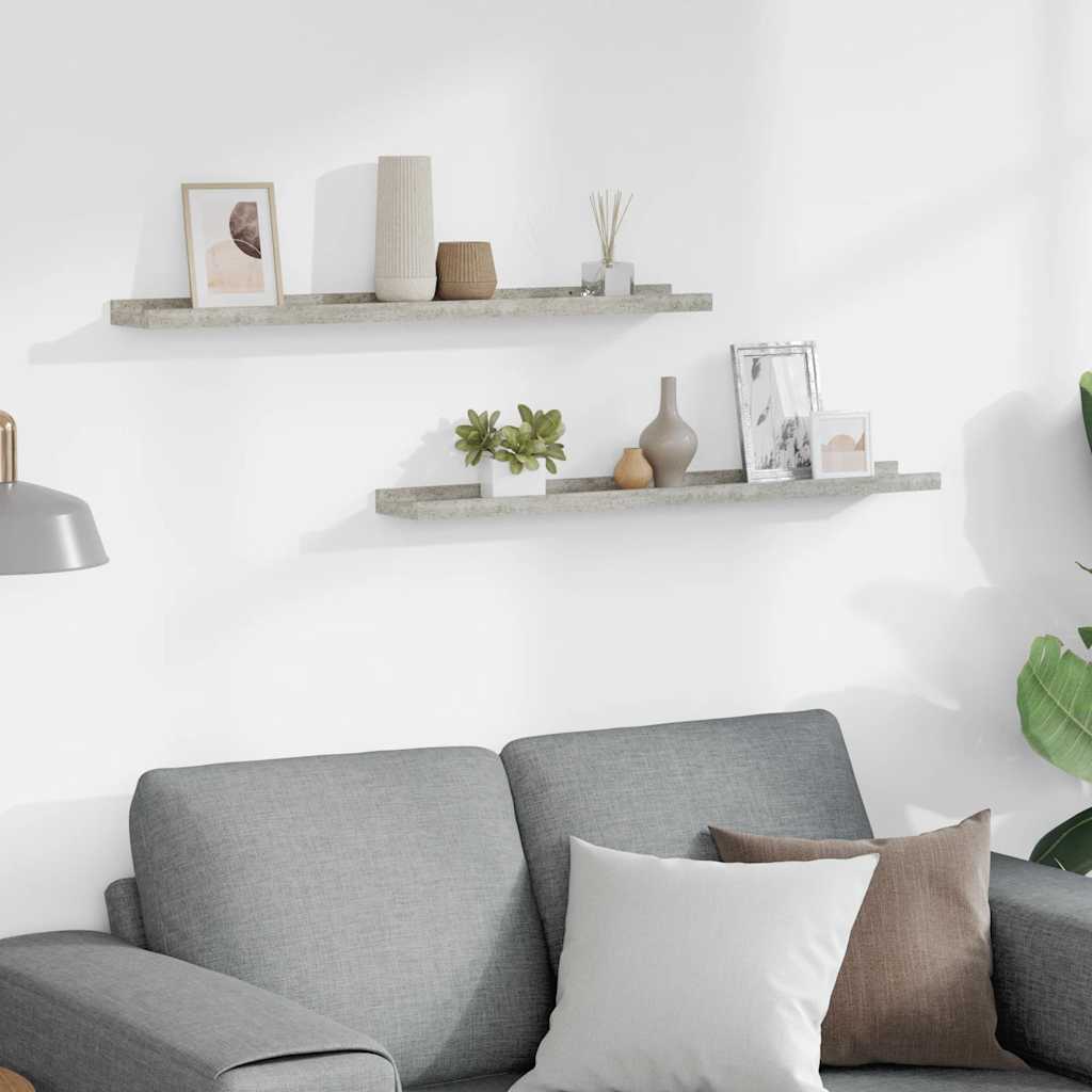 Wall Shelves 2 pcs Concrete Grey 80x9x3 cm