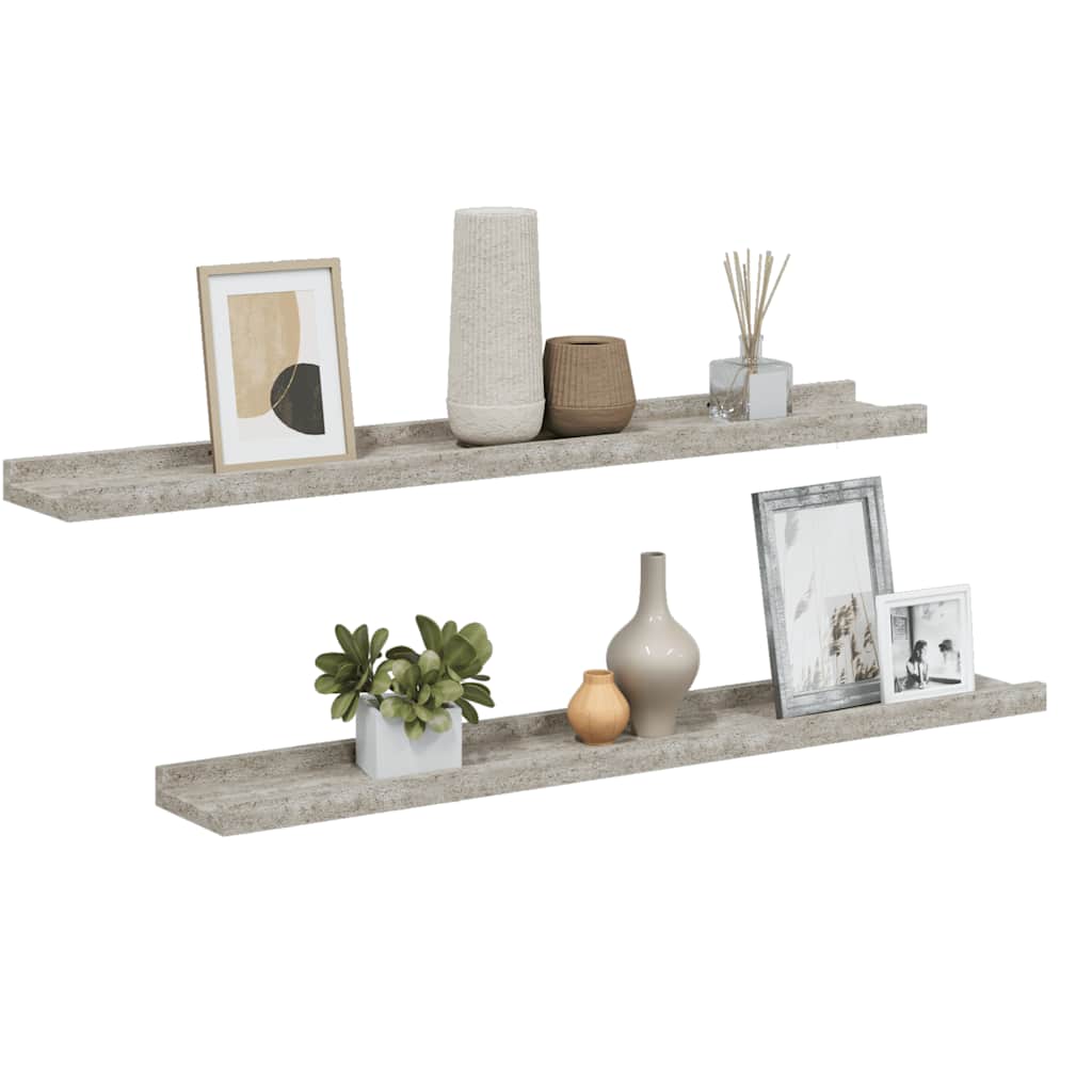 Wall Shelves 2 pcs Concrete Grey 80x9x3 cm