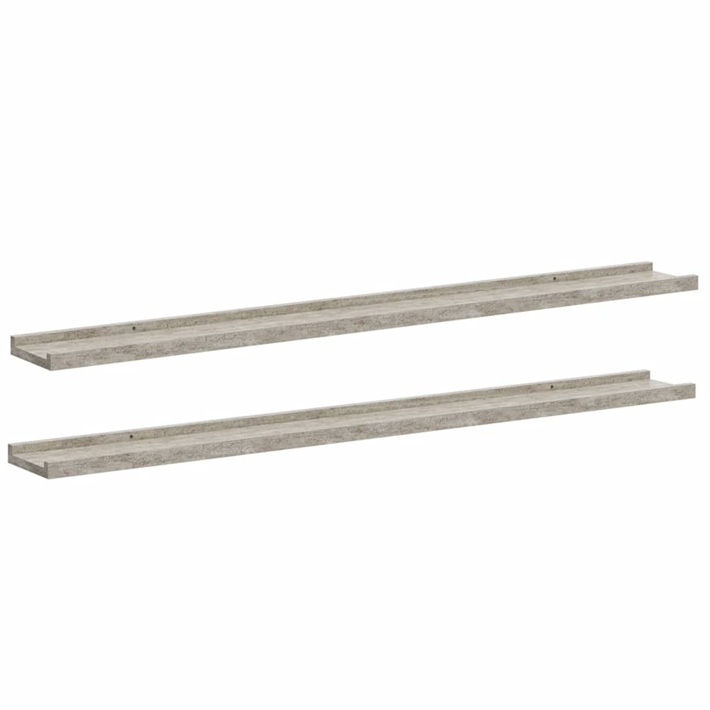Wall Shelves 2 pcs Concrete Grey 100x9x3 cm