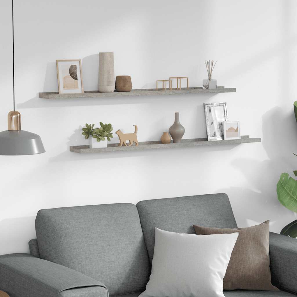 Wall Shelves 2 pcs Concrete Grey 100x9x3 cm