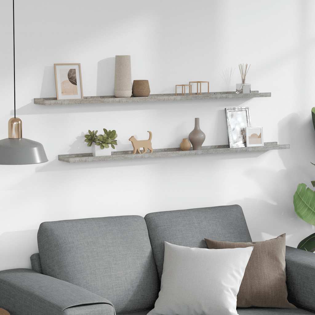 Wall Shelves 2 pcs Concrete Grey 115x9x3 cm