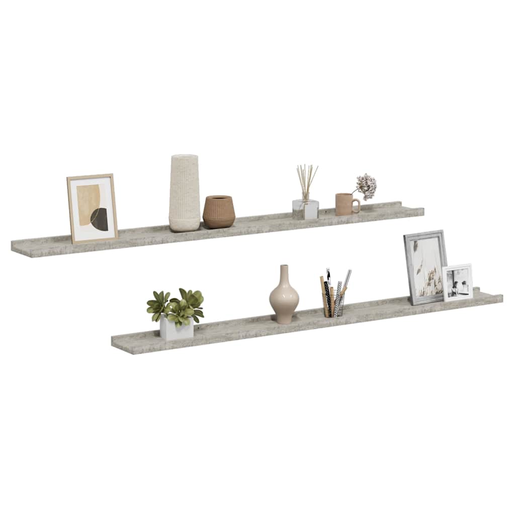 Wall Shelves 2 pcs Concrete Grey 115x9x3 cm