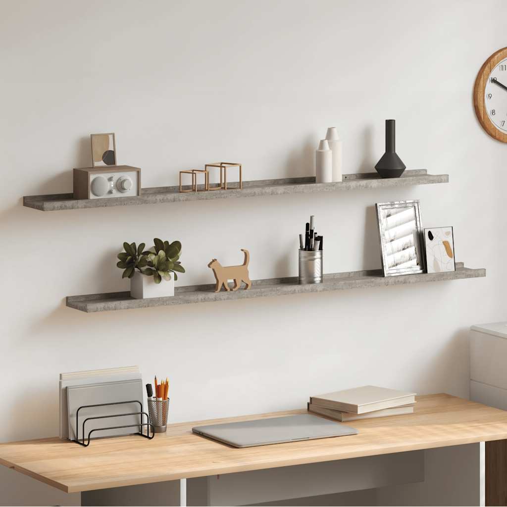 Wall Shelves 2 pcs Concrete Grey 115x9x3 cm