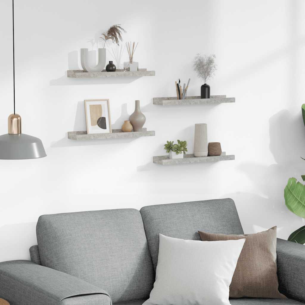 Wall Shelves 4 pcs Concrete Grey 40x9x3 cm