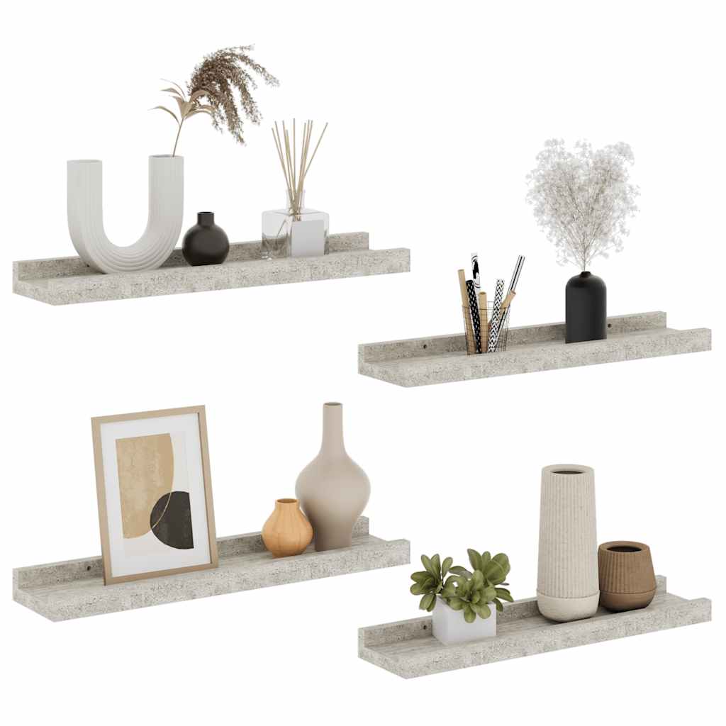 Wall Shelves 4 pcs Concrete Grey 40x9x3 cm