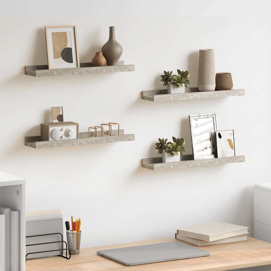 Wall Shelves 4 pcs Concrete Grey 40x9x3 cm