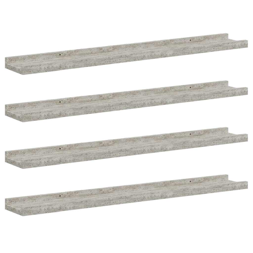 Wall Shelves 4 pcs Concrete Grey 80x9x3 cm