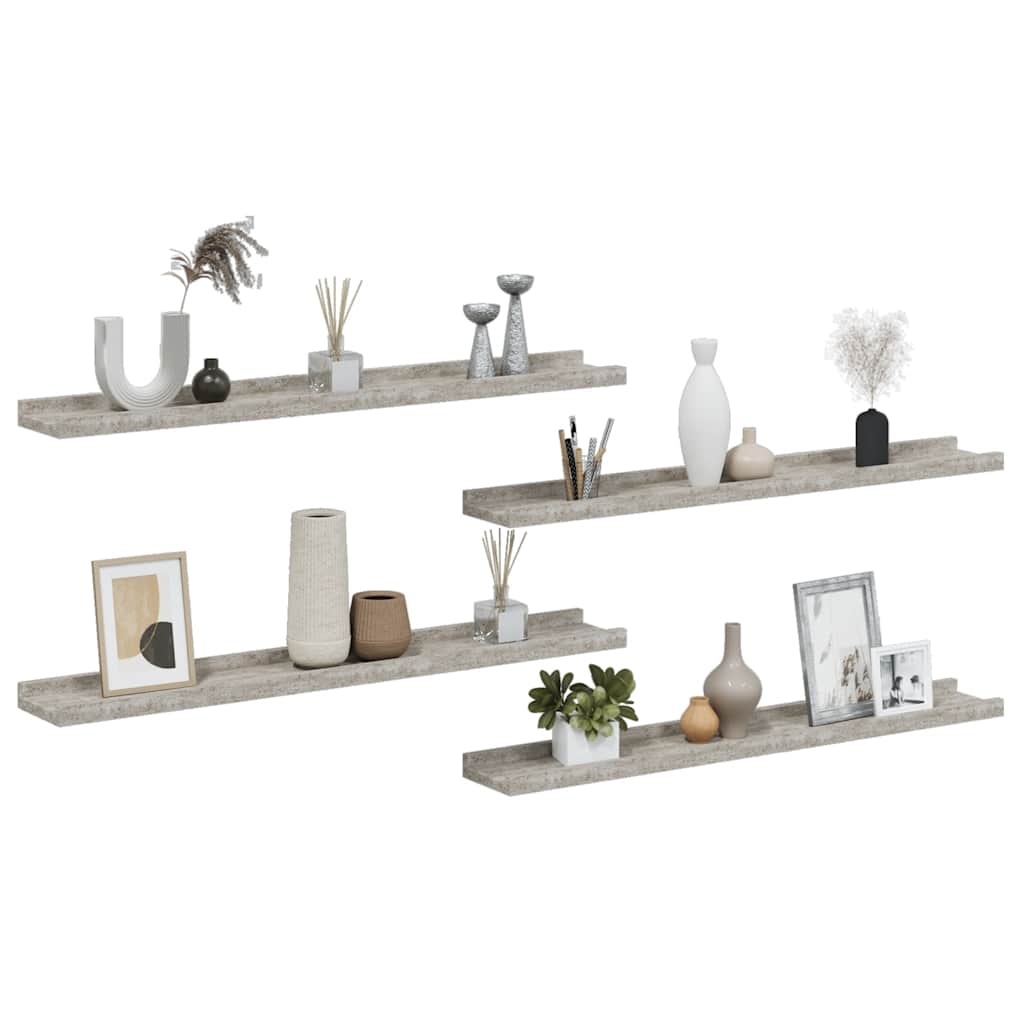 Wall Shelves 4 pcs Concrete Grey 80x9x3 cm