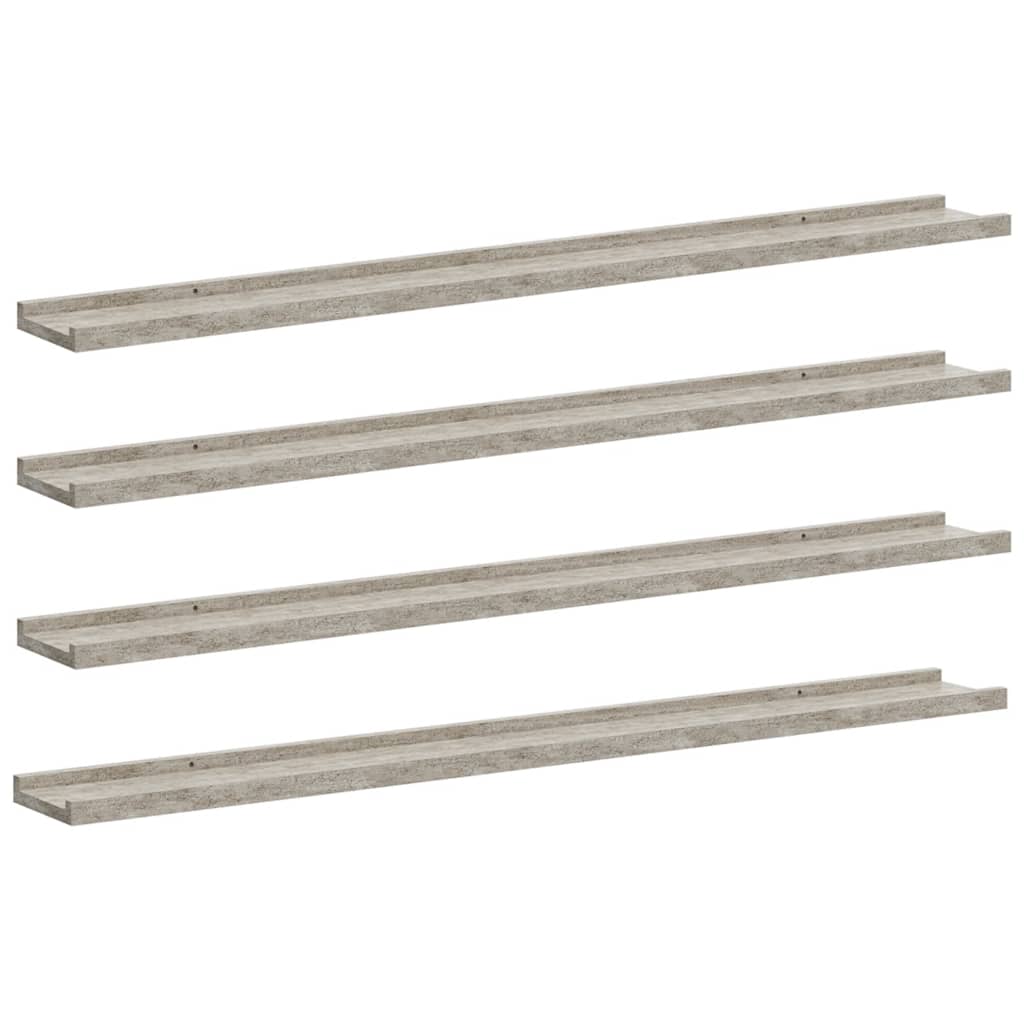 Wall Shelves 4 pcs Concrete Grey 100x9x3 cm