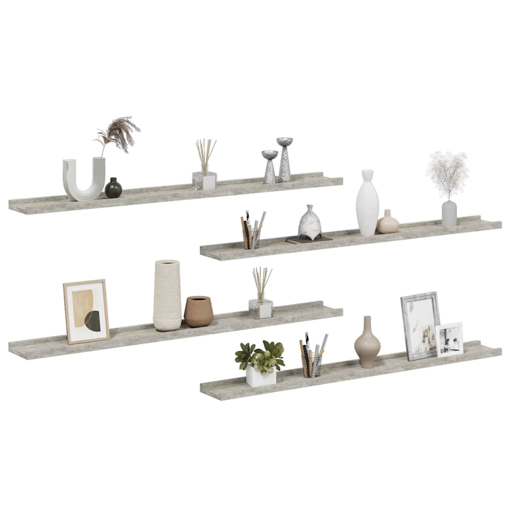 Wall Shelves 4 pcs Concrete Grey 100x9x3 cm