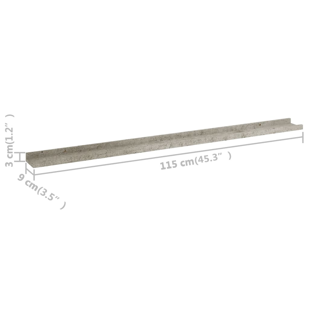 vidaXL Wall Shelves 4 pcs Concrete Grey 115x9x3 cm