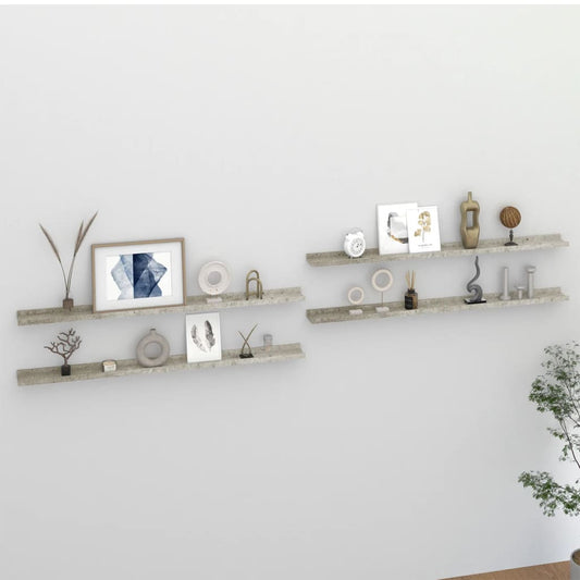 vidaXL Wall Shelves 4 pcs Concrete Grey 115x9x3 cm