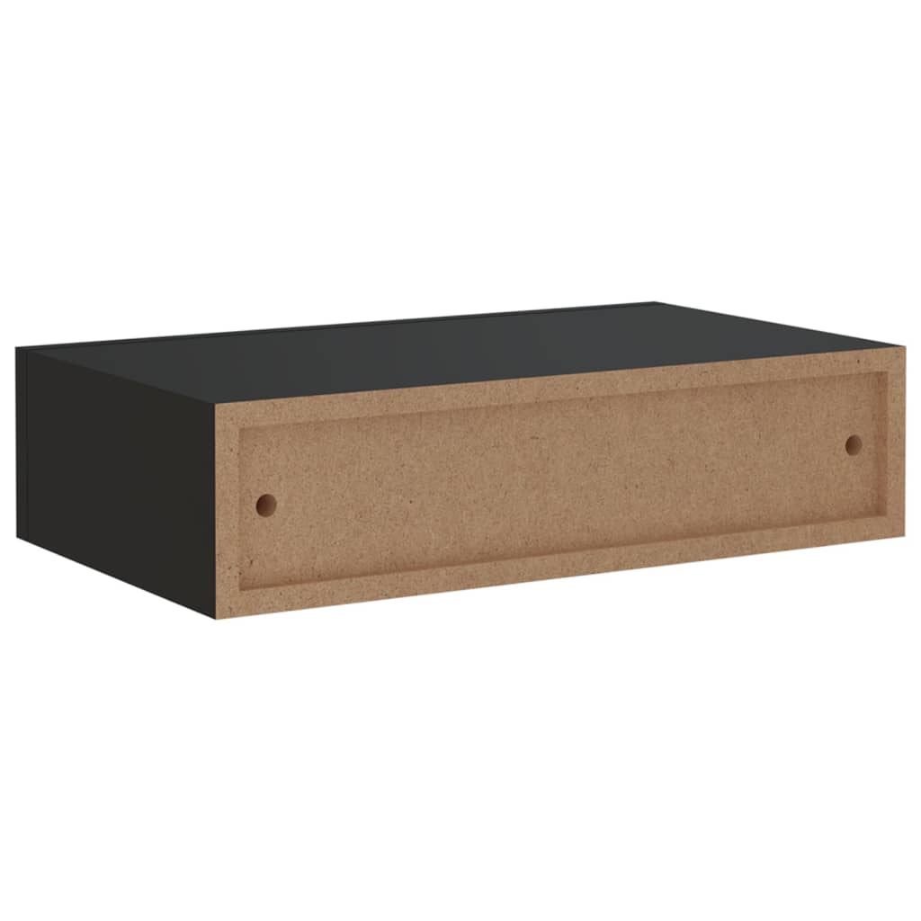 vidaXL Wall-mounted Drawer Shelves 2 pcs Black 40x23.5x10cm MDF