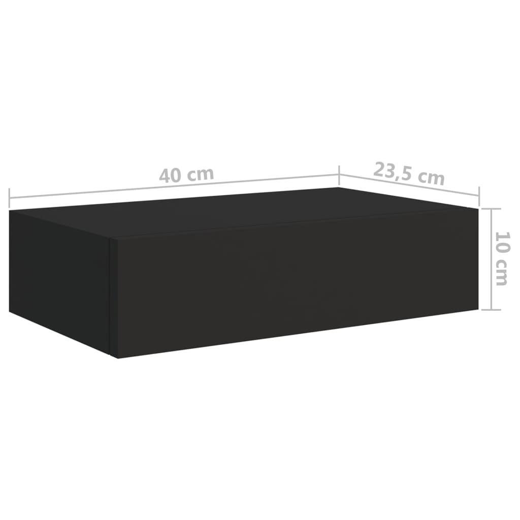 vidaXL Wall-mounted Drawer Shelves 2 pcs Black 40x23.5x10cm MDF