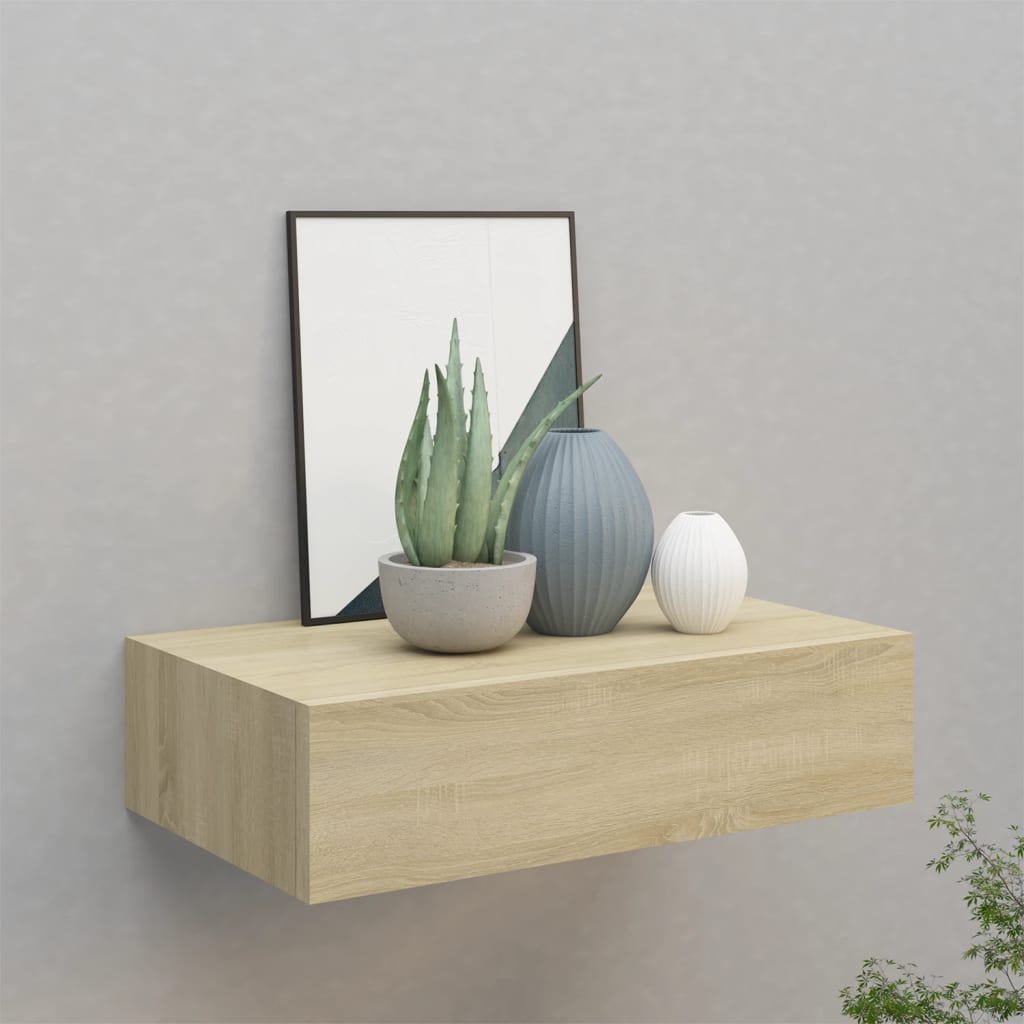 vidaXL Wall-mounted Drawer Shelf Oak 40x23.5x10cm MDF