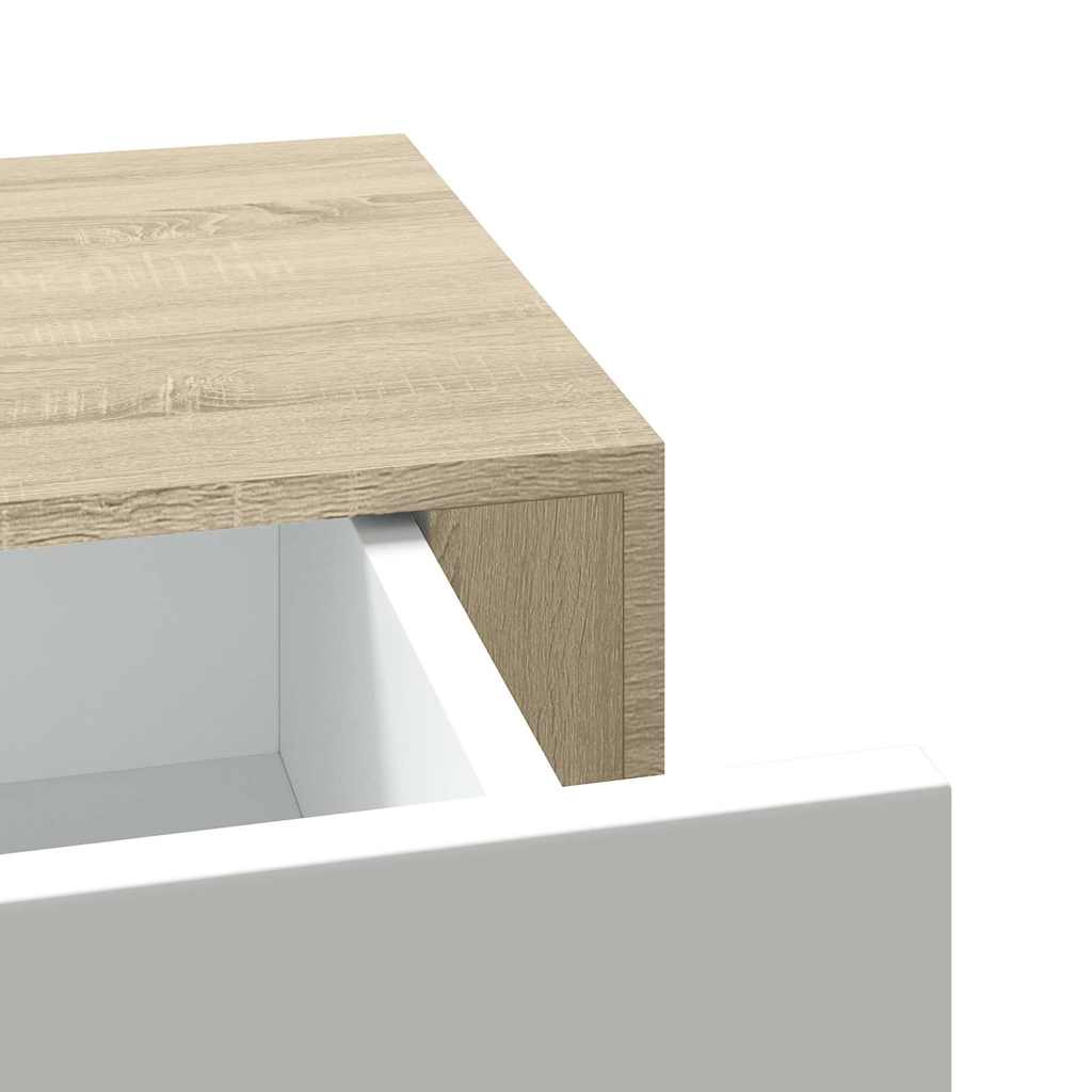 Wall Drawer Shelves 2 pcs Oak and White 40x23.5x10cm MDF
