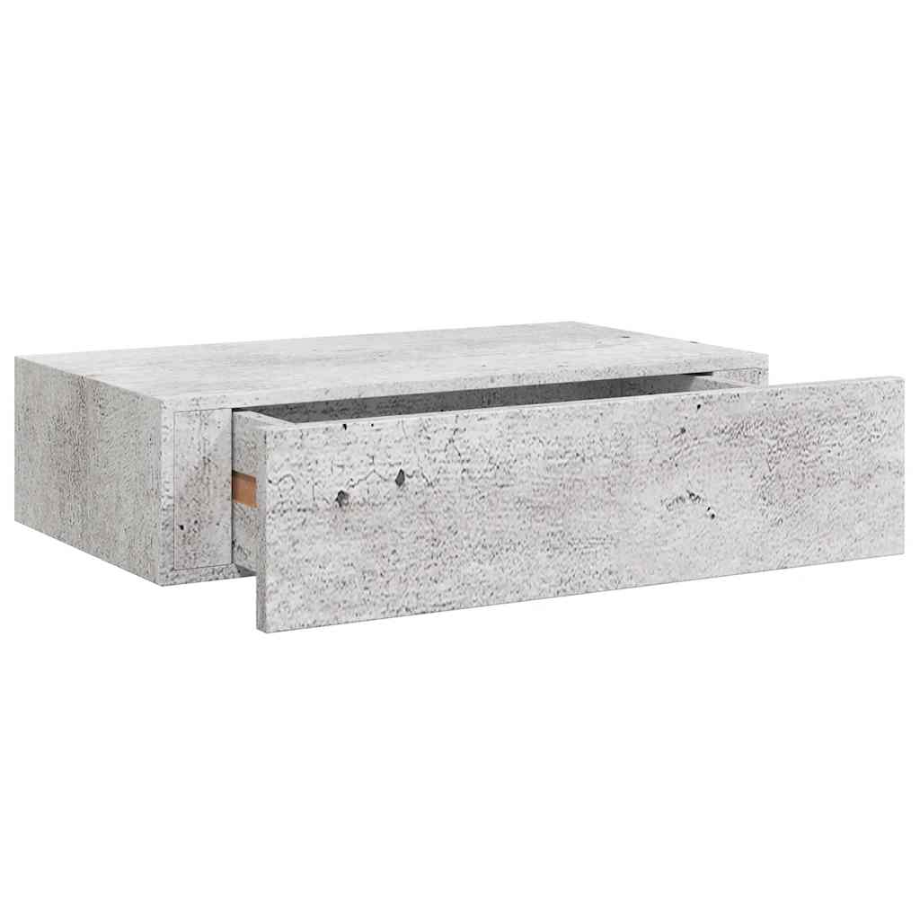 Wall-mounted Drawer Shelf Concrete Grey 40x23.5x10cm MDF