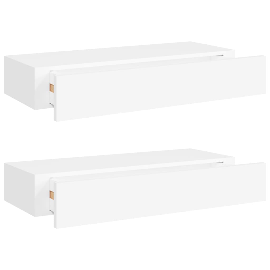 vidaXL Wall-mounted Drawer Shelves 2 pcs White 60x23.5x10cm MDF