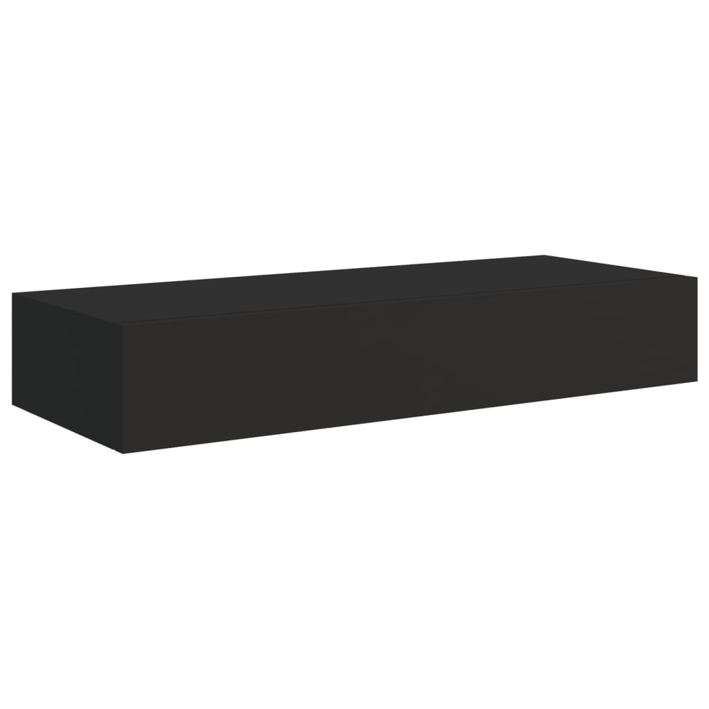 vidaXL Wall-mounted Drawer Shelf Black 60x23.5x10cm MDF