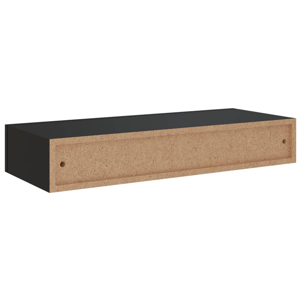 vidaXL Wall-mounted Drawer Shelf Black 60x23.5x10cm MDF