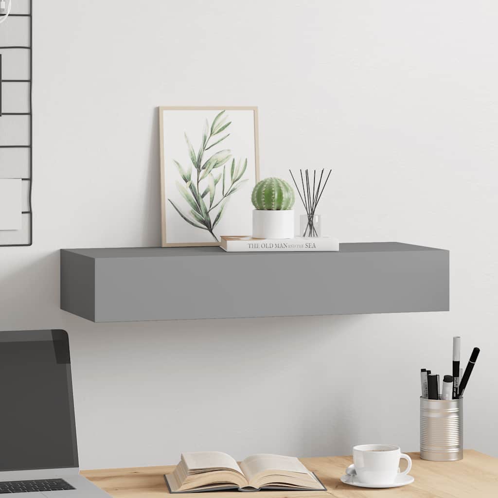 Drawer Shelf | Grey | MDF | 60x23.5x10 cm | Drawer Shelf | Rectangular