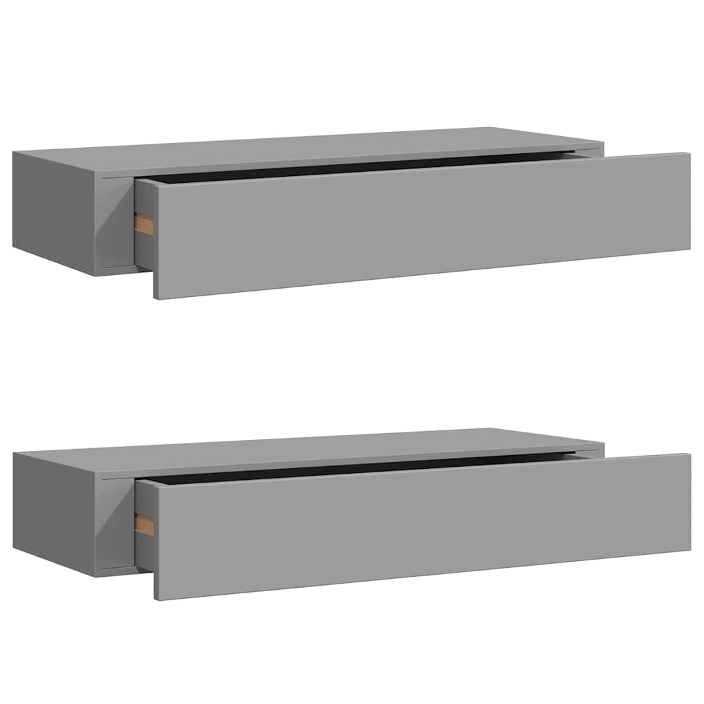 Wall-mounted Drawer Shelves 2 pcs Grey 60x23.5x10cm MDF