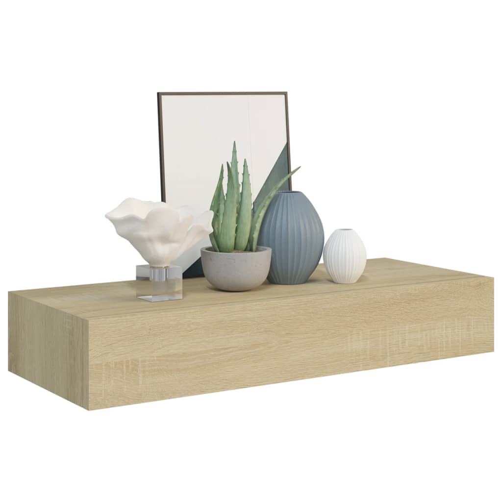 Wall-mounted Drawer Shelf Oak 60x23.5x10cm MDF