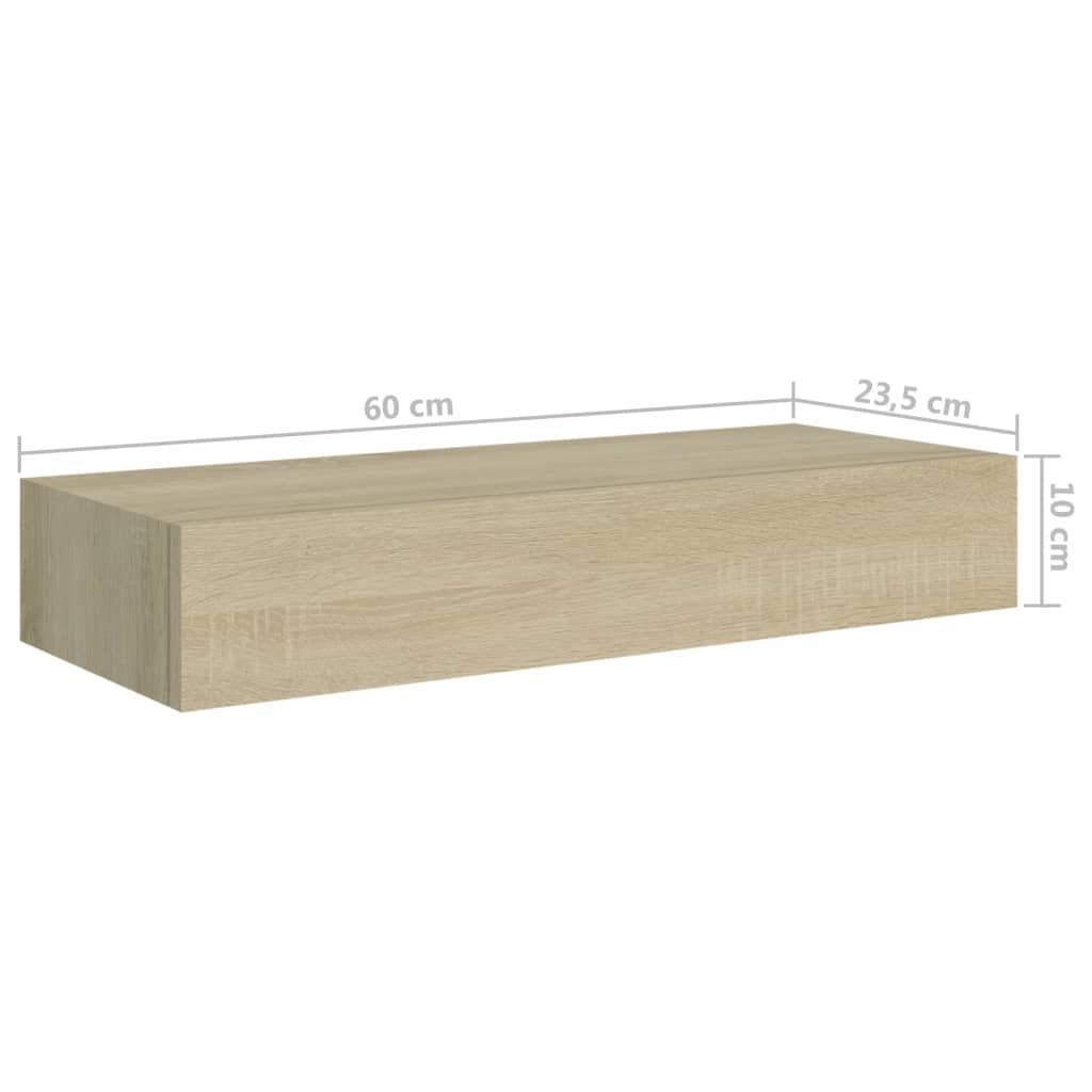 Wall-mounted Drawer Shelf Oak 60x23.5x10cm MDF