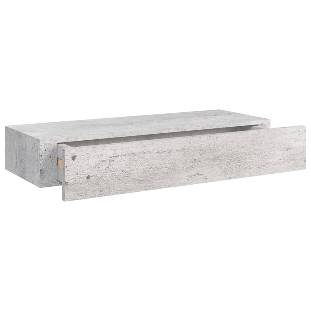 vidaXL Wall-mounted Drawer Shelf Concrete Grey 60x23.5x10cm MDF