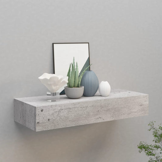 vidaXL Wall-mounted Drawer Shelf Concrete Grey 60x23.5x10cm MDF