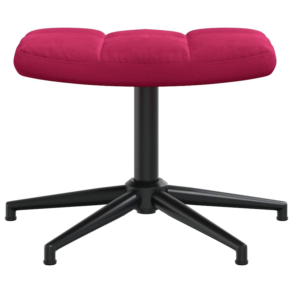 Relaxing Chair with a Stool Wine Red Velvet