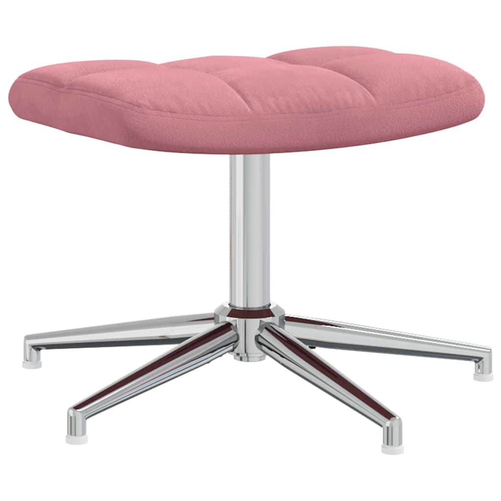 Relaxing Chair with a Stool Pink Velvet