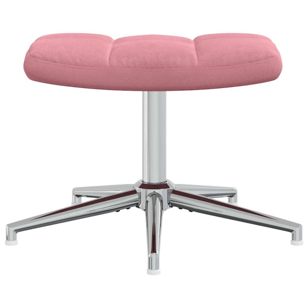 Relaxing Chair with a Stool Pink Velvet