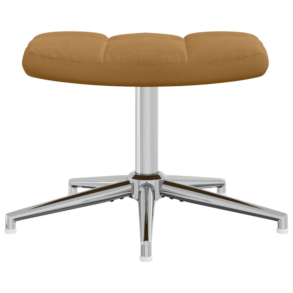Relaxing Chair with a Stool Brown Velvet