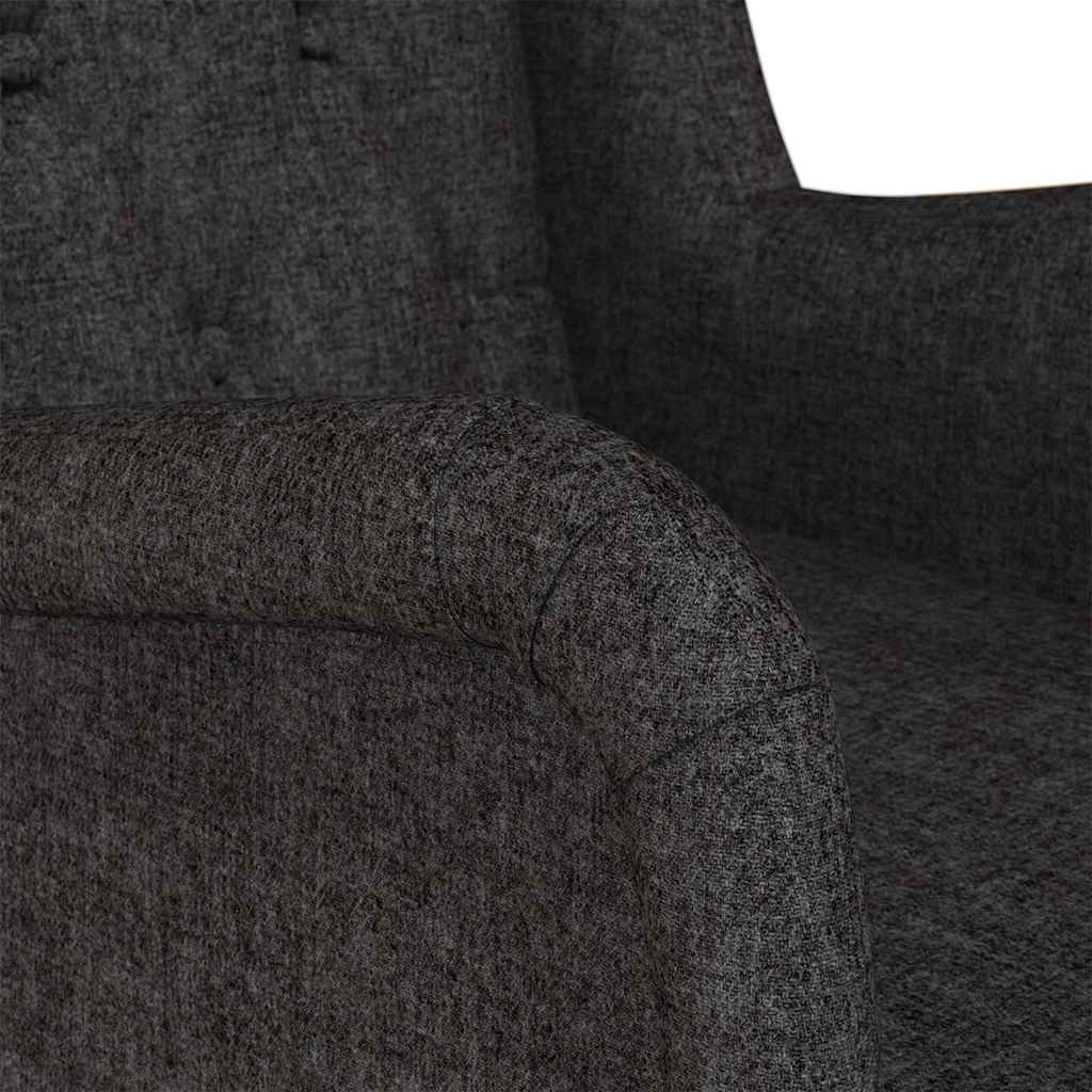 Armchair with Solid Rubber Wood Rocking Legs Black Fabric
