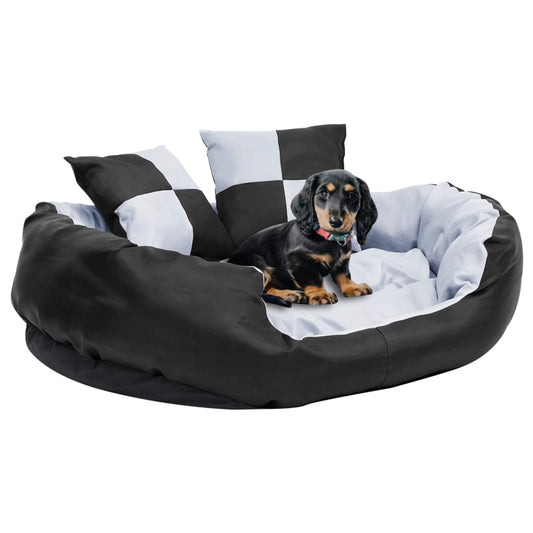 vidaXL Reversible & Washable Dog Cushion Grey and Black 85x70x20 cm
