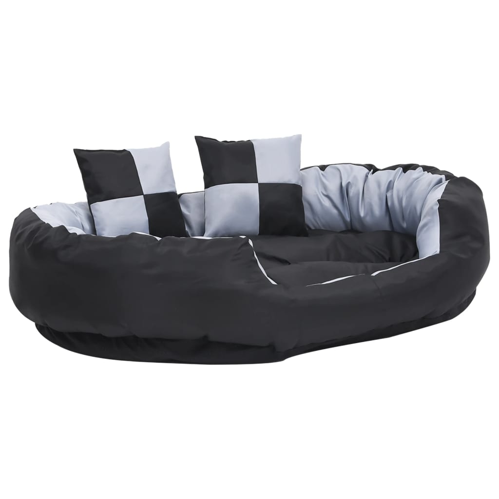 vidaXL Reversible & Washable Dog Cushion Grey and Black 110x80x23 cm