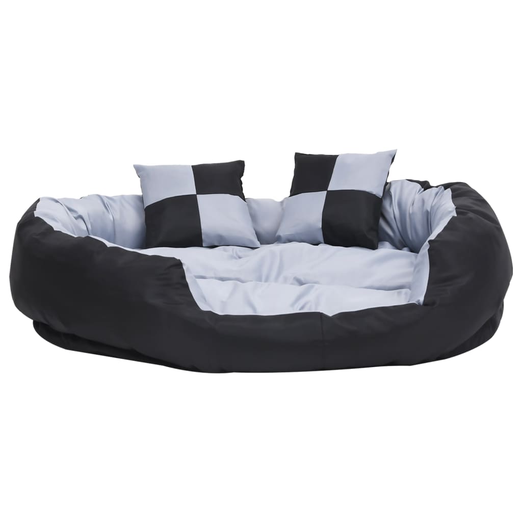 vidaXL Reversible & Washable Dog Cushion Grey and Black 110x80x23 cm