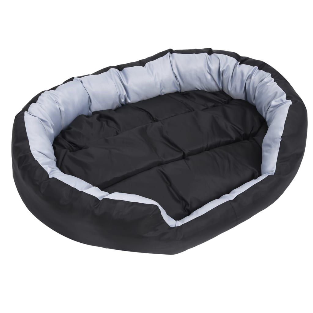 vidaXL Reversible & Washable Dog Cushion Grey and Black 110x80x23 cm