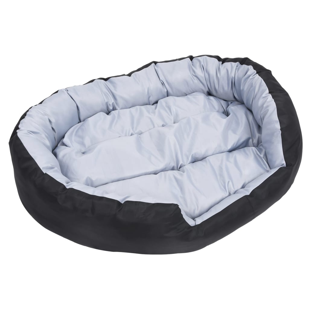 vidaXL Reversible & Washable Dog Cushion Grey and Black 110x80x23 cm