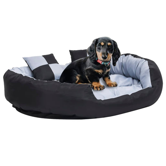 vidaXL Reversible & Washable Dog Cushion Grey and Black 110x80x23 cm