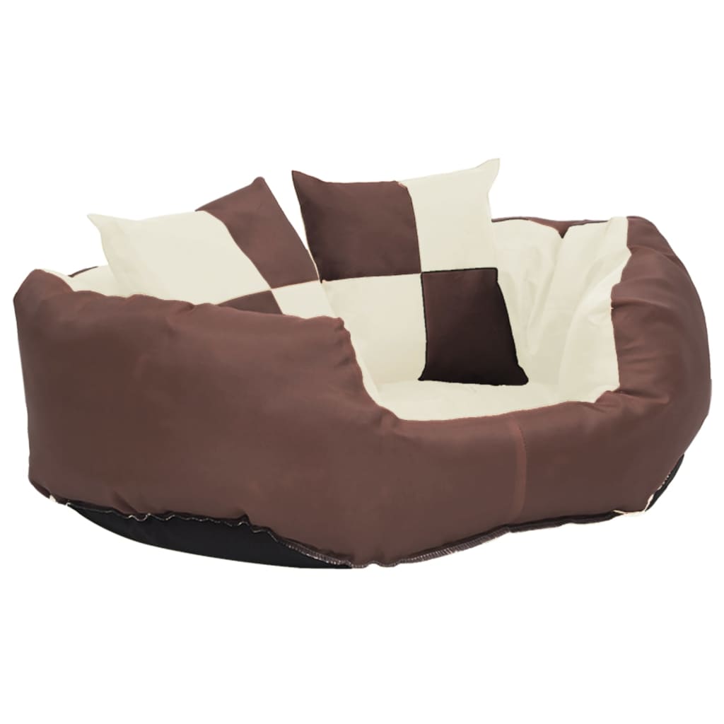 Reversible & Washable Dog Cushion Brown and Cream 65x50x20 cm