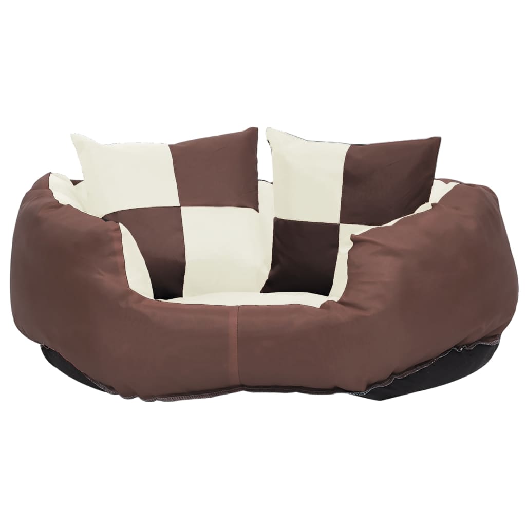 Reversible & Washable Dog Cushion Brown and Cream 65x50x20 cm