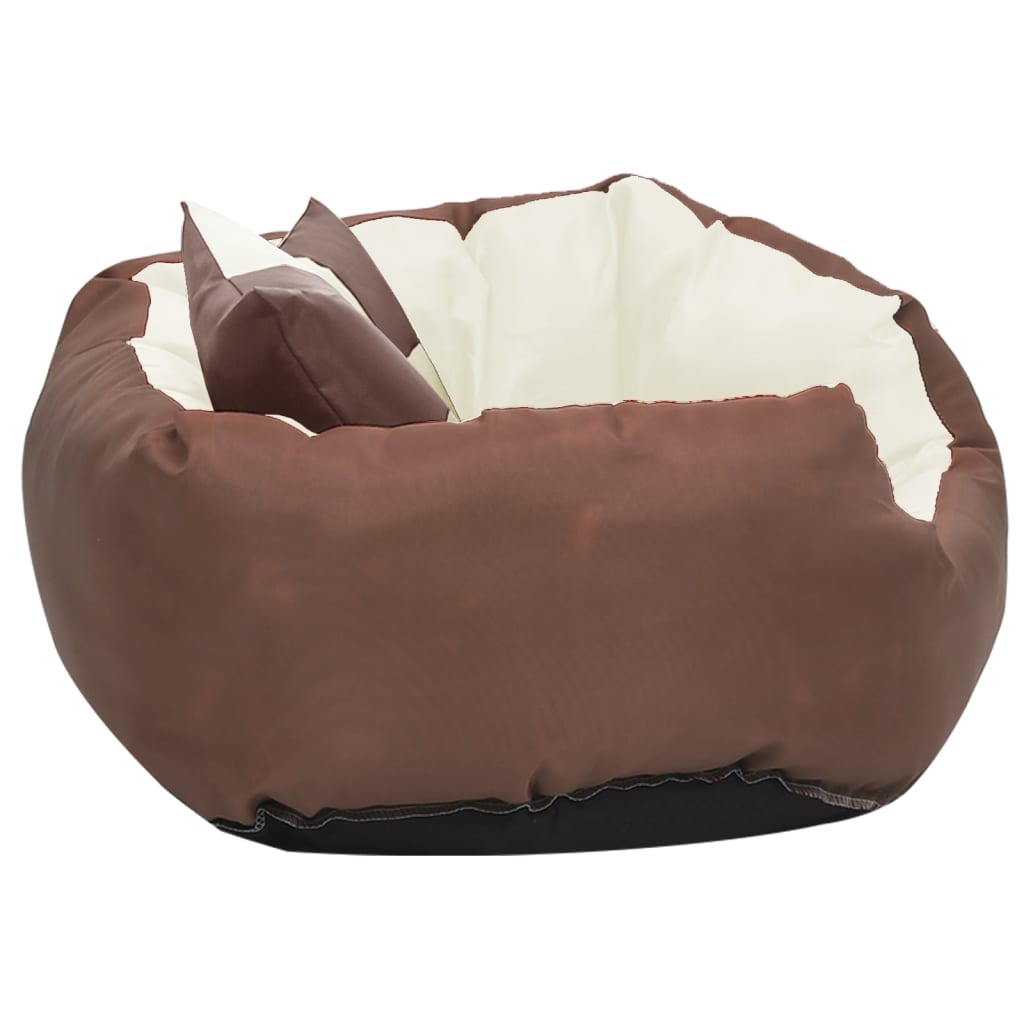 Reversible & Washable Dog Cushion Brown and Cream 65x50x20 cm